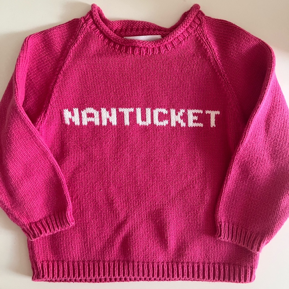 Pink Nantucket roll neck sweater, 100% cotton